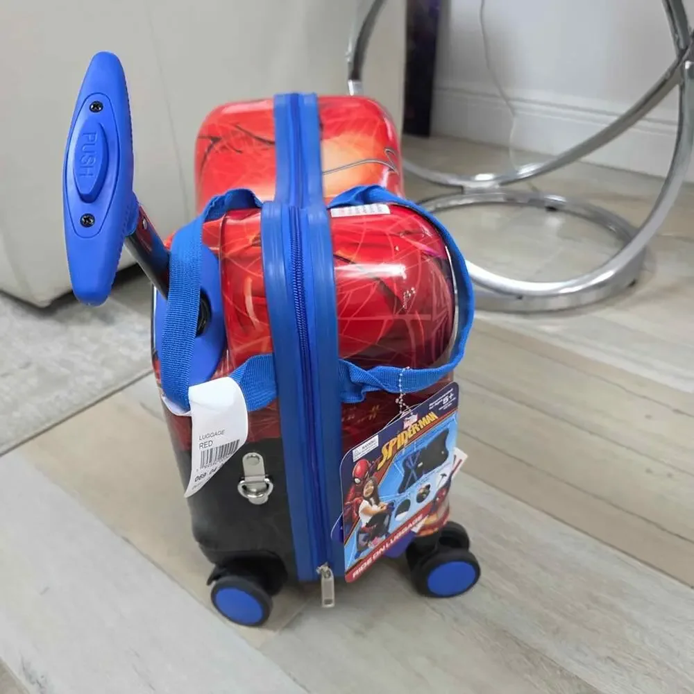 Spider-Man Kids Ride-On Suitcase – Carry-On Luggage with Wheels (New)